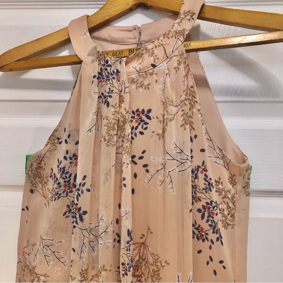 ☀️ En Focus Floral Sheer Layered High/Low Halter Dress Size 4 - Picture 4 of 10